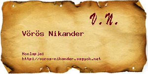 Vörös Nikander névjegykártya